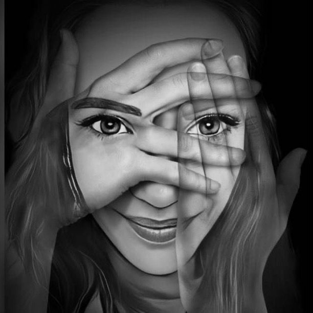 Retrato artístico en blanco y negro
